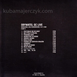 Obywatel GC Live, okładka