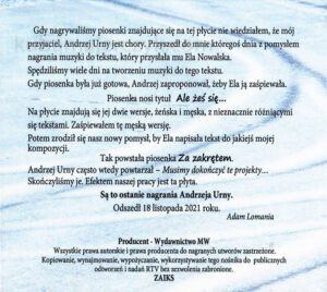 Adam Lomania Andrzej Urny - Za zakrętem, okładka